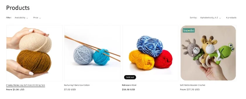 Showing crochet and other in-house products.