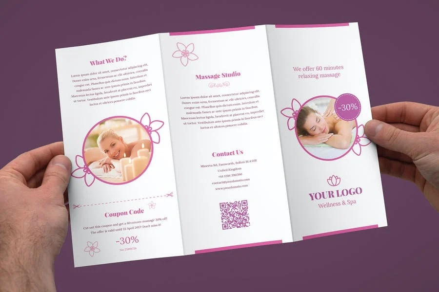 Spa and salon brochure example.