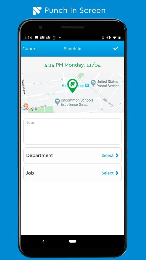 Fingercheck lets employees clock in/out with GPS tagging
