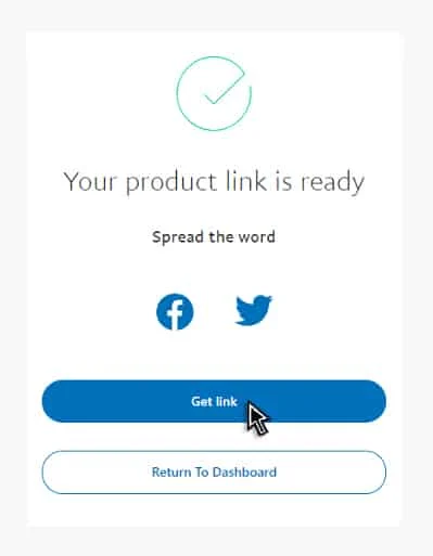 PayPal copy of payment and button for product link.