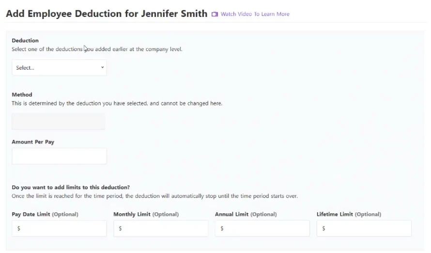Add limits to employee deductions on Patriot.