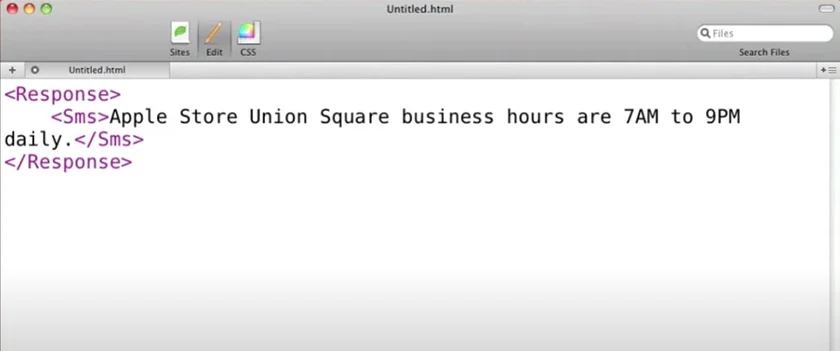 Open screen page with codes to program automated message responses.