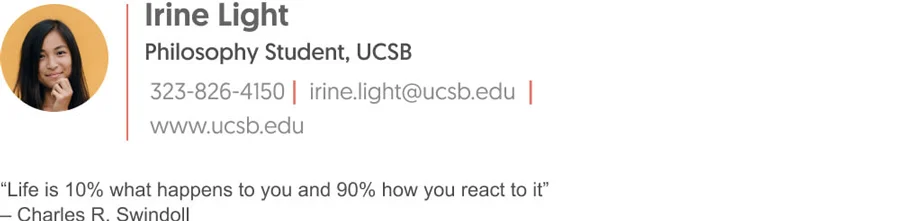 Example of an email signature with a quote.