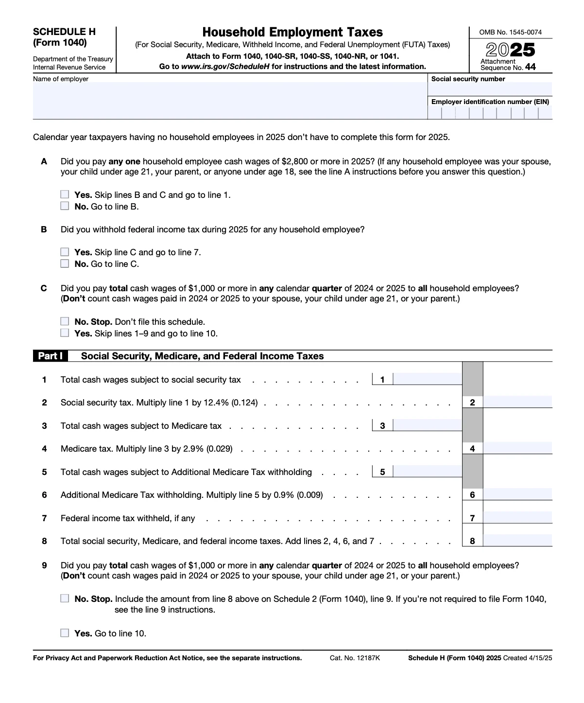 Schedule H (Form 1040)