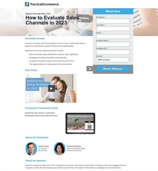 Signup form for a sales webinar.