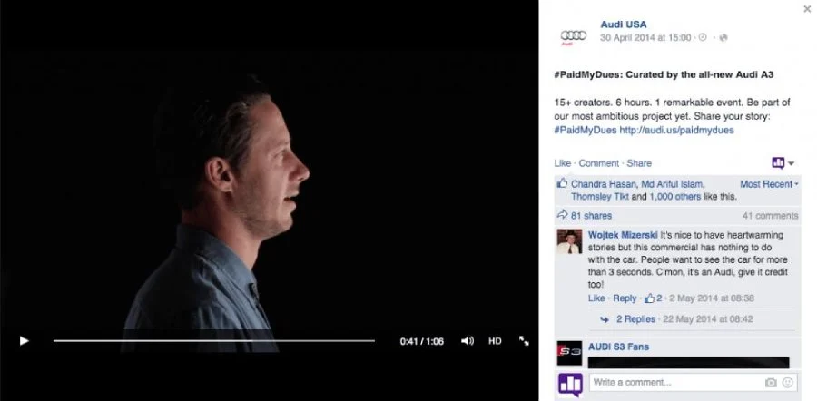 Audi's #PaidMyDues Instagram campaign featuring its customers.