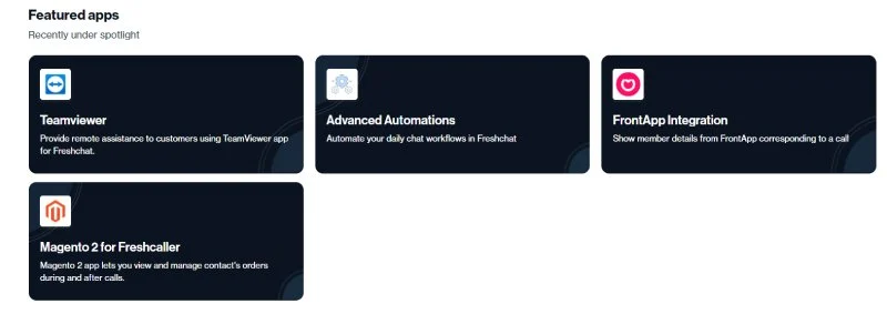 Freshsales featured app integrations.