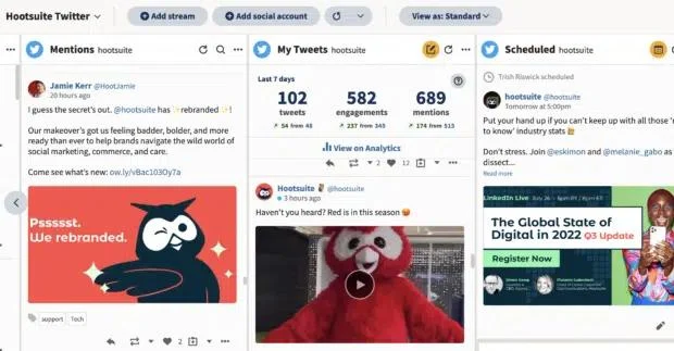 An example of social listening via Hootsuite.