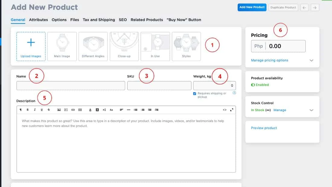 Adding product page details.