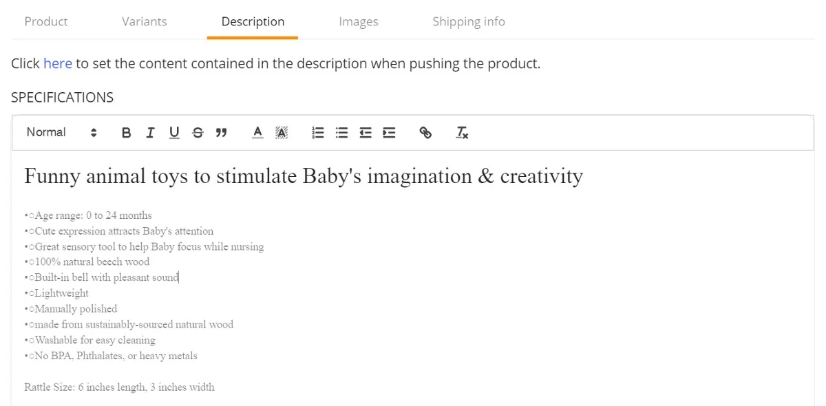 Adding or editing a product.