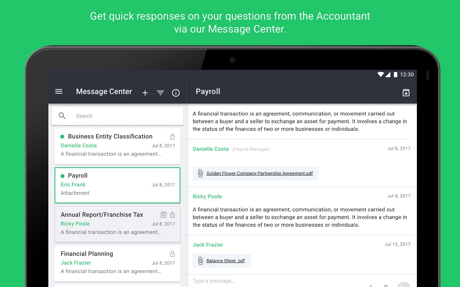 1-800Accountant mobile app sample.