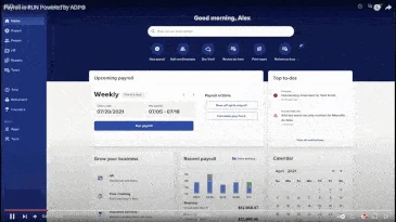 scrolling images of biweekly payroll processing on ADP Run