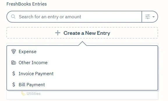 Creating a new entry in FreshBooks.