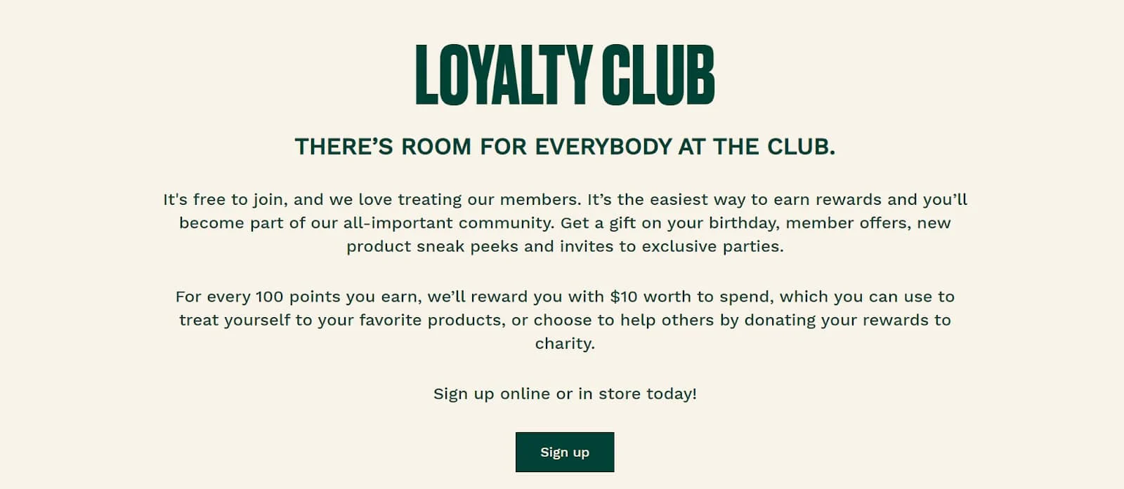 The Body Shop Loyalty Program sample.