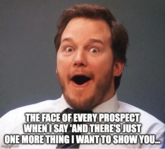 Excited Andy meme showing the face of an impressed lead.