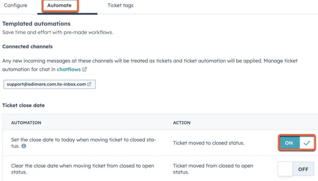 HubSpot Service Hub lets you automate ticket management tasks.