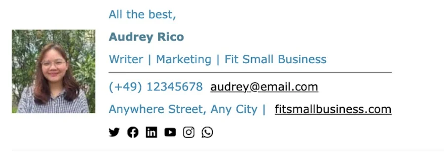Sample email signature made with Smartlead AI