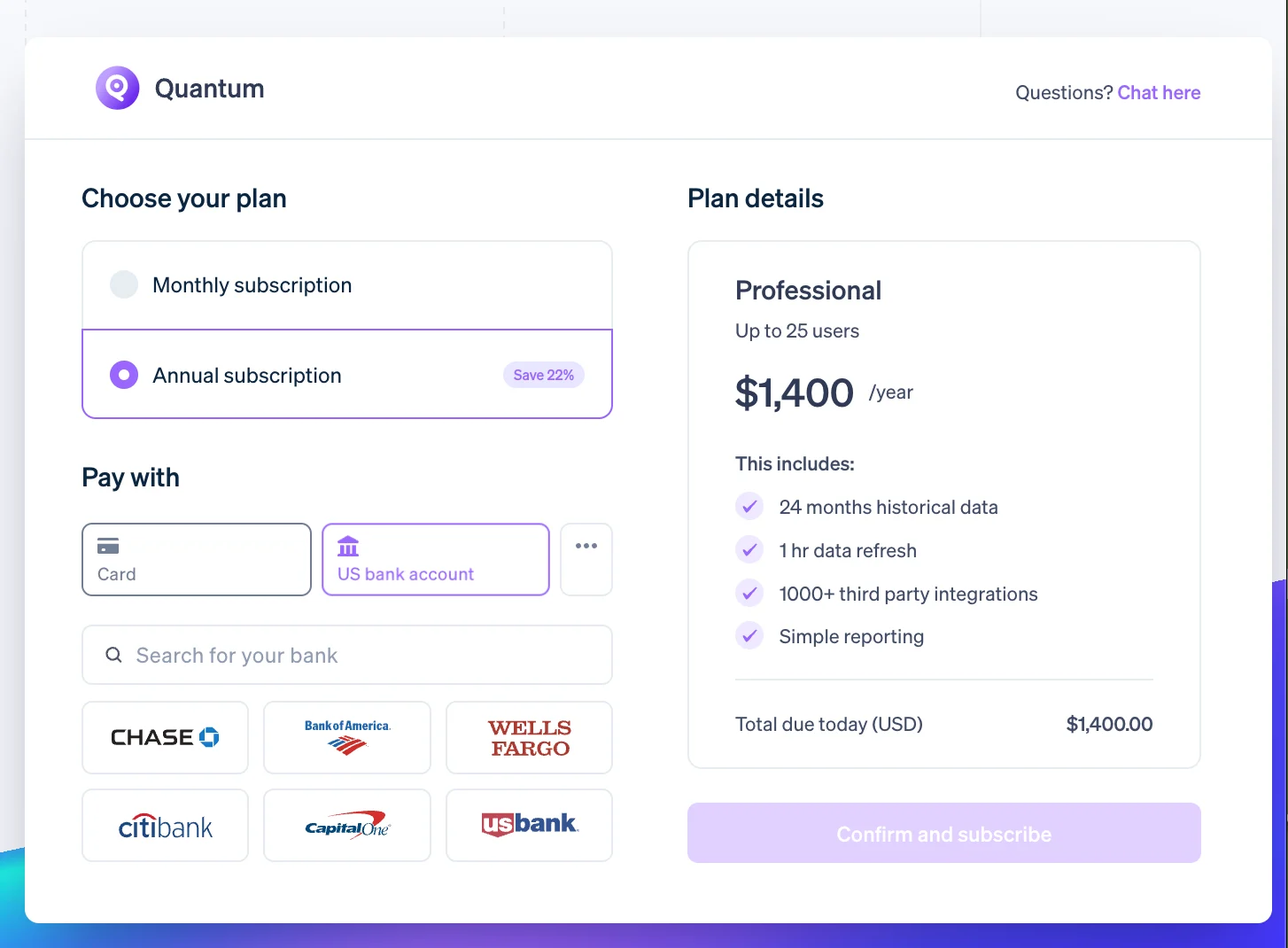 Stripe payment processing features.