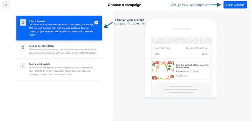 Setting up receipt marketing campaigns in Weebly.