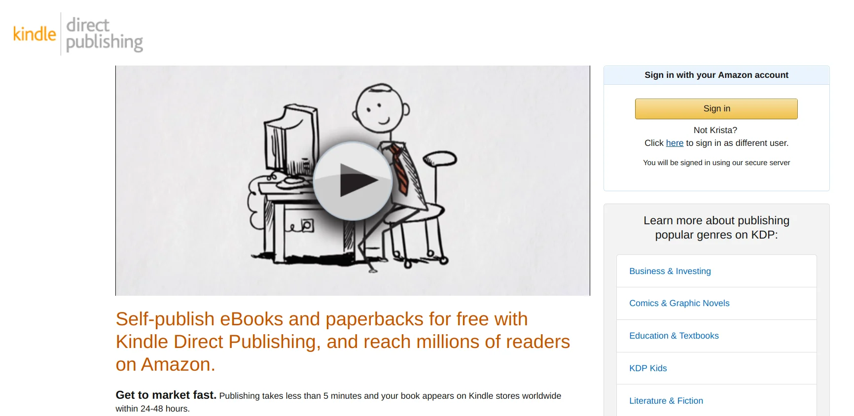 KDP - Kindle Direct Publishing - getting started
