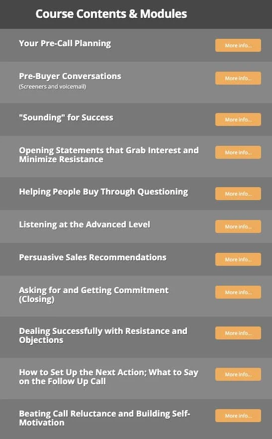Smart Calling College Course Modules.
