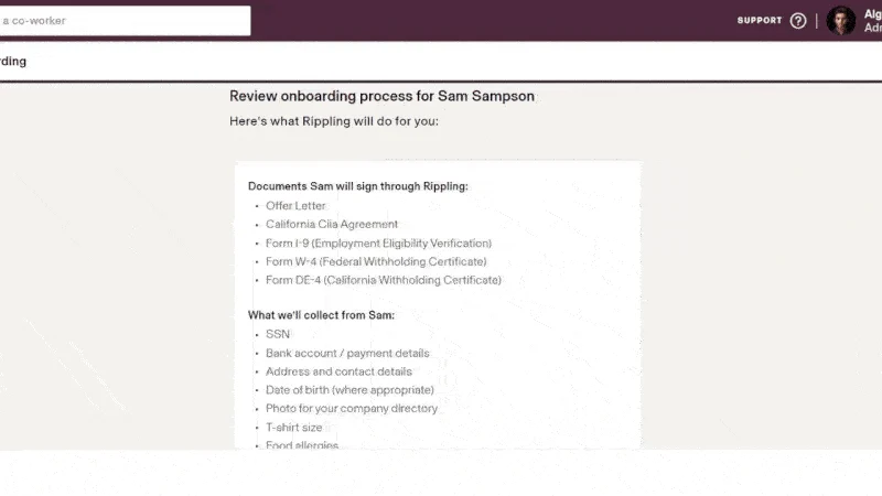 Choosing whether to have the onboarding email sent directly.
