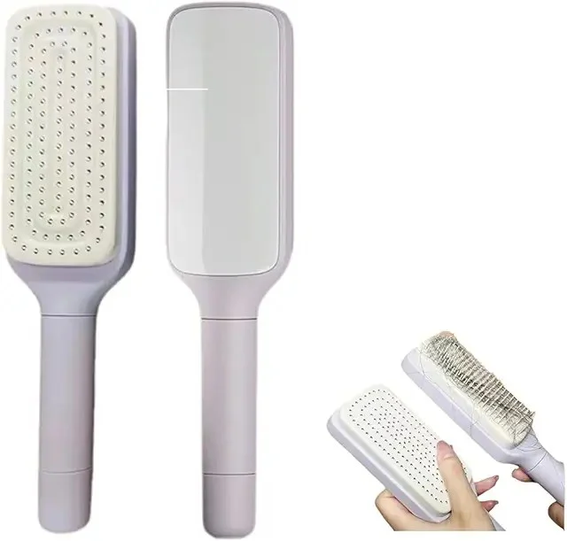 Self-cleaning hairbrush.