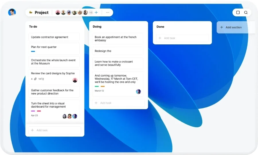 Monitoring a task list on a kanban board using Any.do.