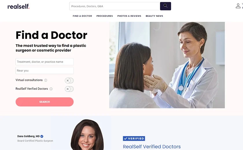 Home page of the Realself website.