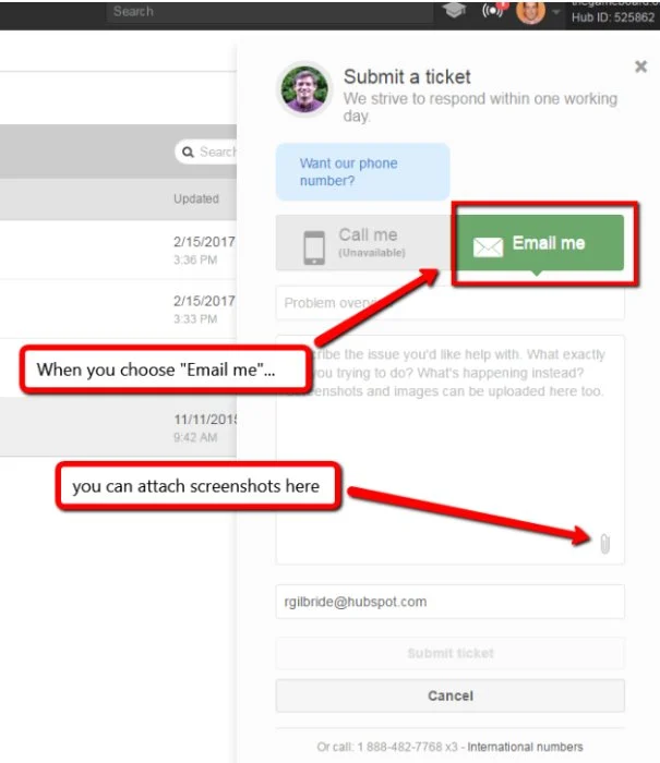 HubSpot ticket submission.