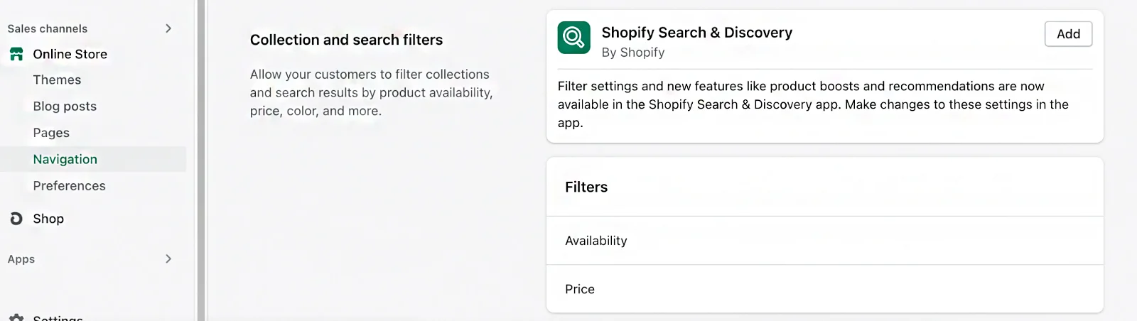 How to set up collection and search filters in a Shopify store from its dashboard.