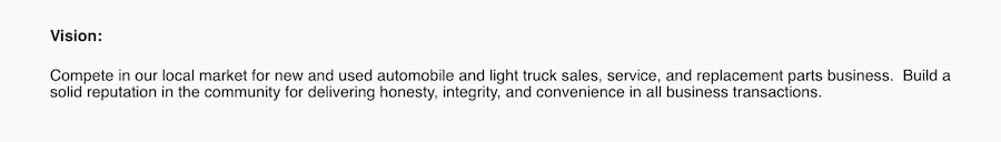 Lager's of Mankato's vision statement taken from their website