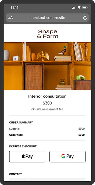 Checkout through a payment link.