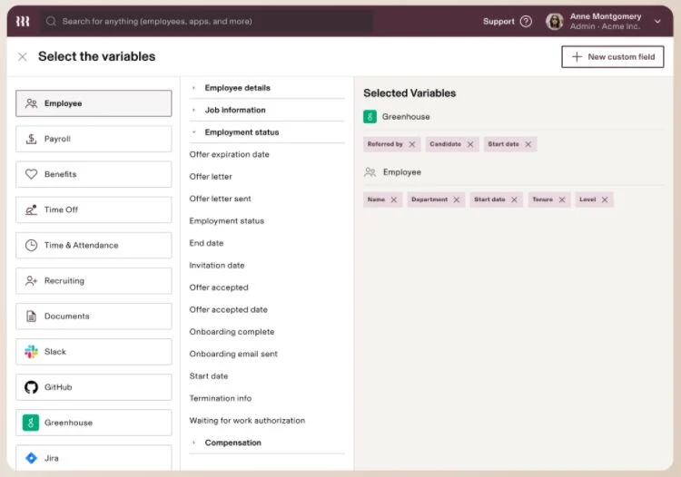 reporting dashboard showing Greenhouse reporting by selected variables