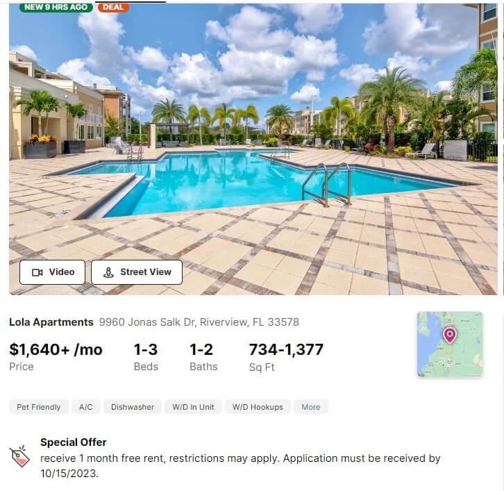 Example of free rent offer