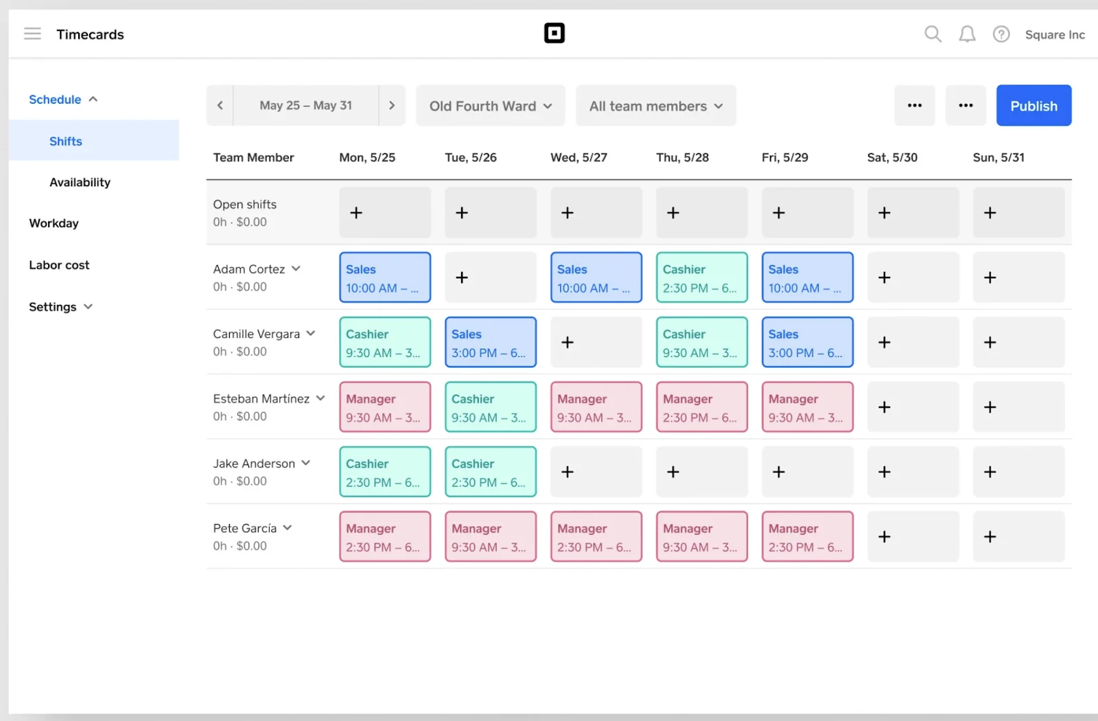 Square Retail Team management features.
