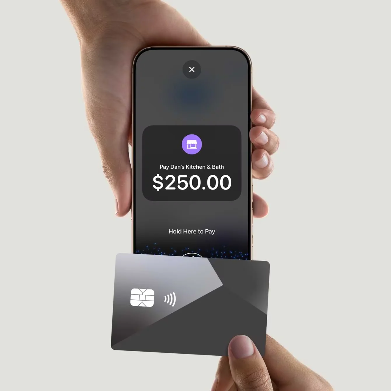 Tap to pay using QuickBooks app.